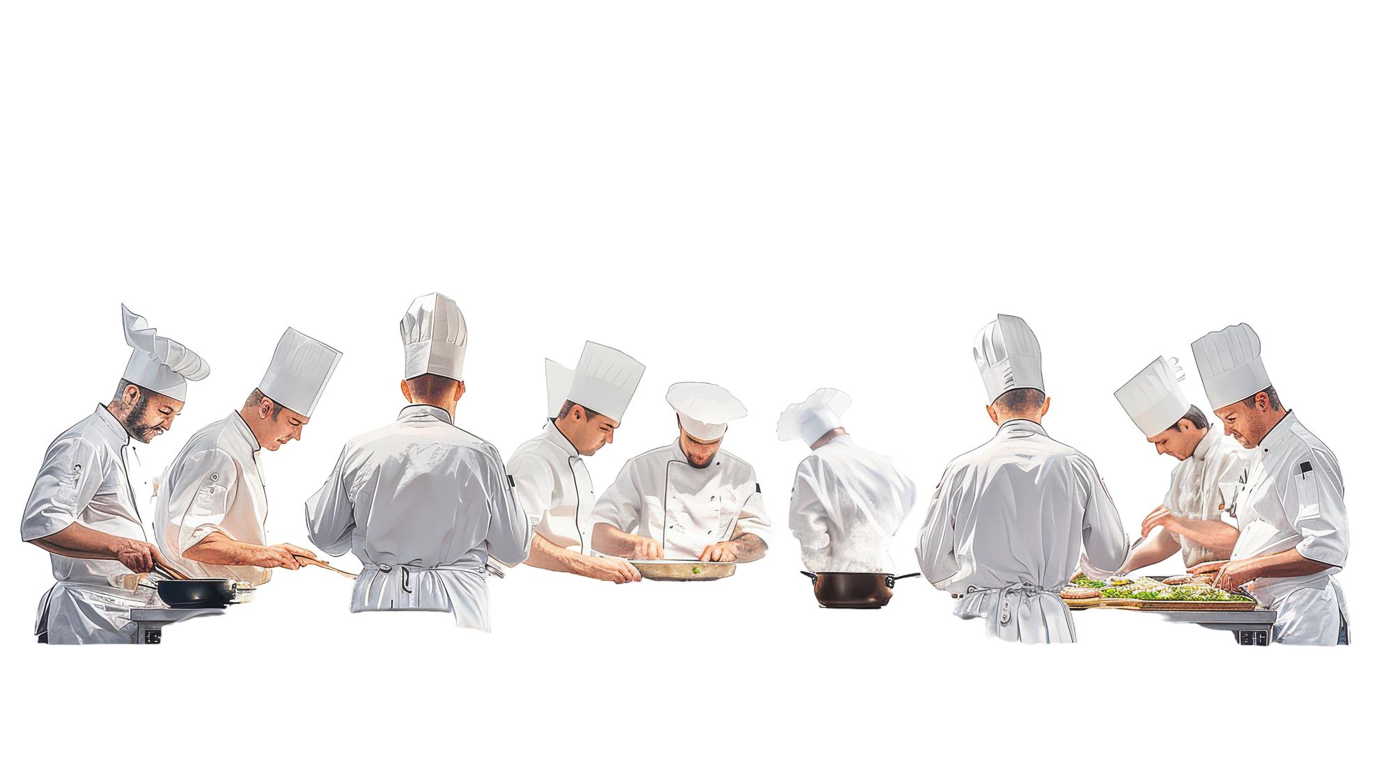 Open kitchen with chefs preparing